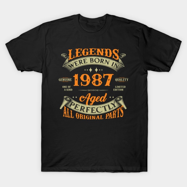 Legends Were Born In 1987 37th Birthday T-Shirt by Kontjo